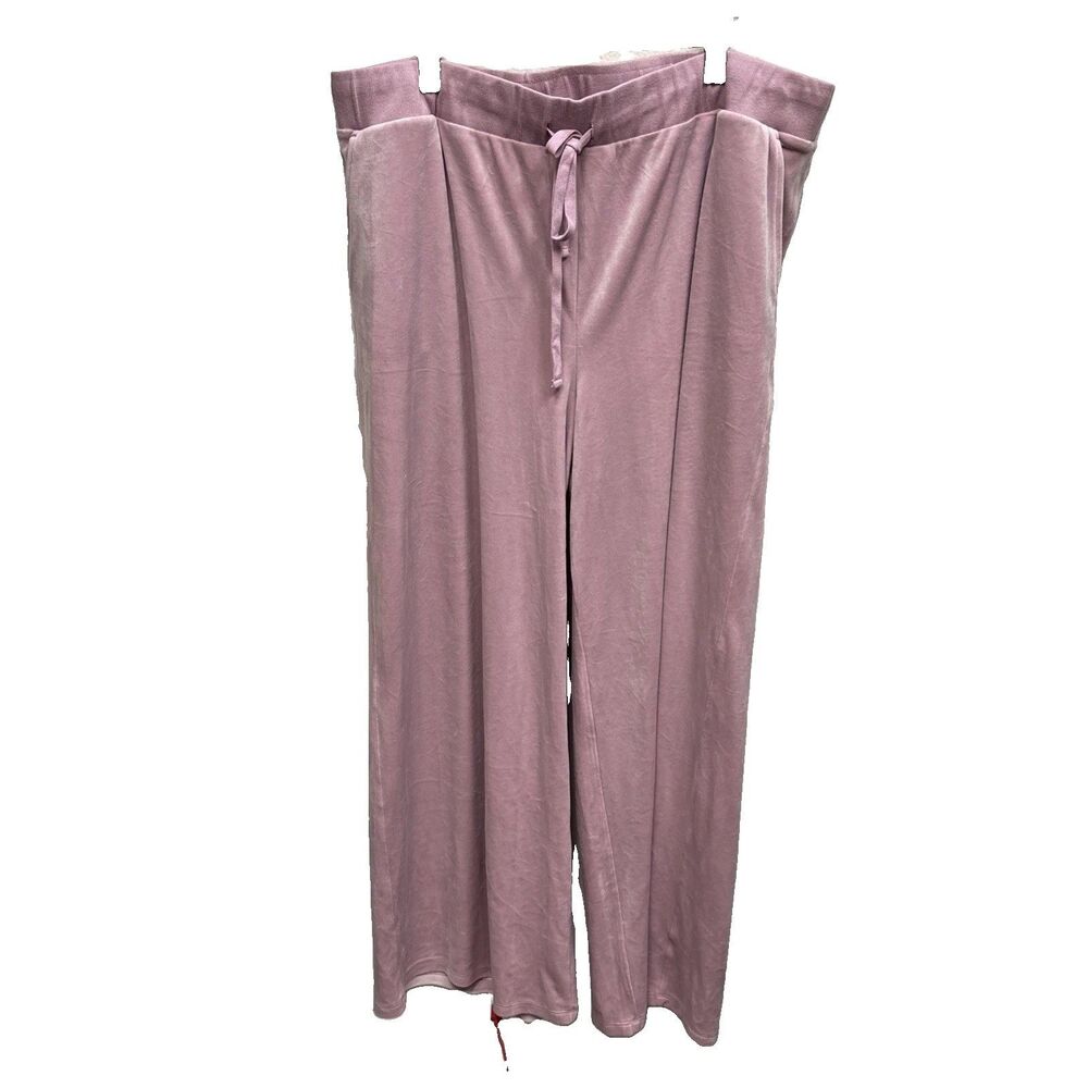 NYDJ Forever Comfort Women Pink Velour Wide Leg Lounge Pants 2X Cozy Chic Pocket